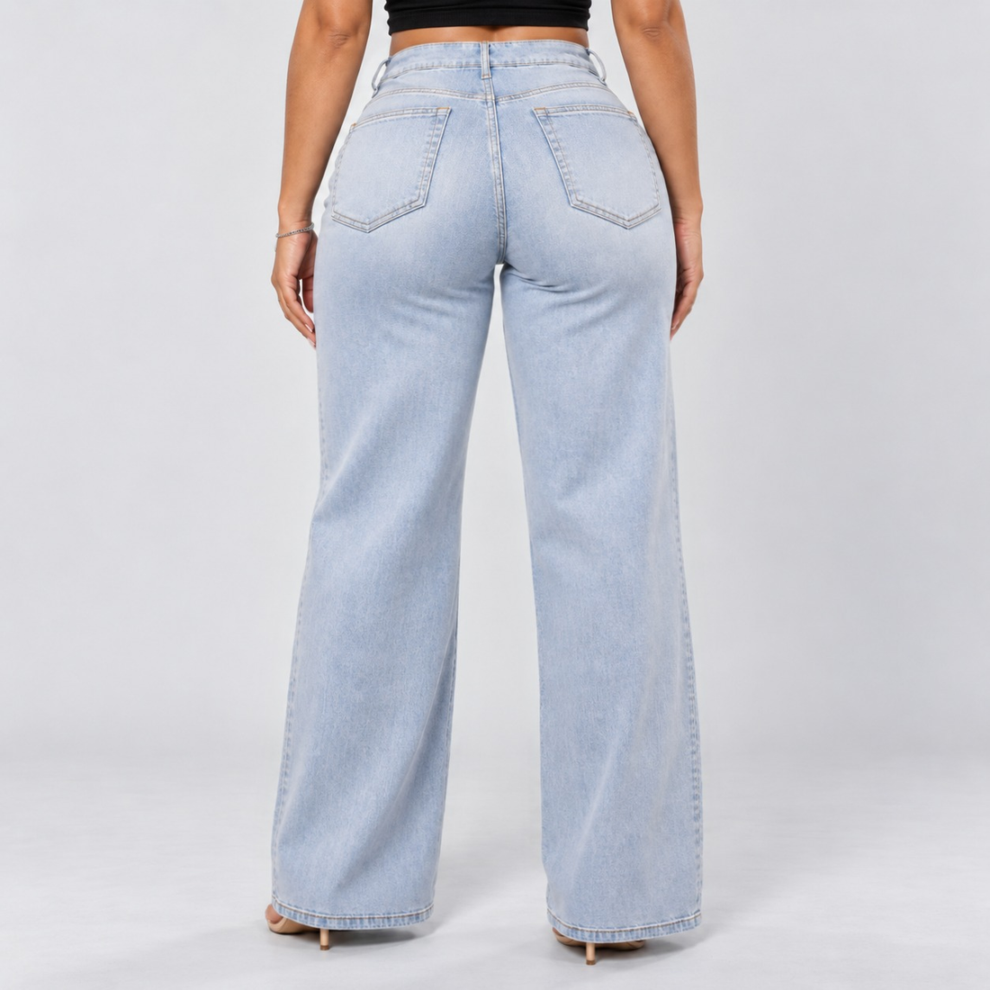 Back view of BootyLift jeans with the fit details traced