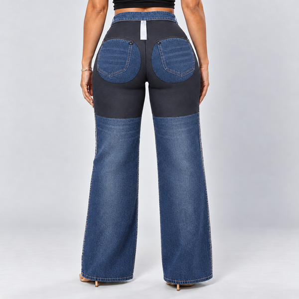 Medium Blue jeans, Worn inside out