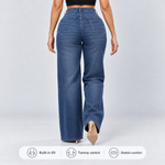 Medium Blue jeans, Back view, walking