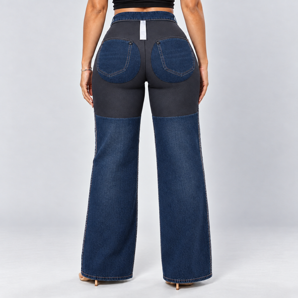 Dark Blue jeans, Worn inside out